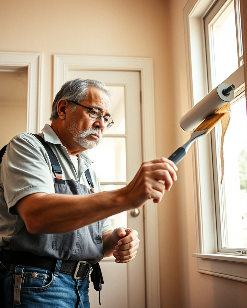 Father-and-son painting crew at work in a San Antonio home