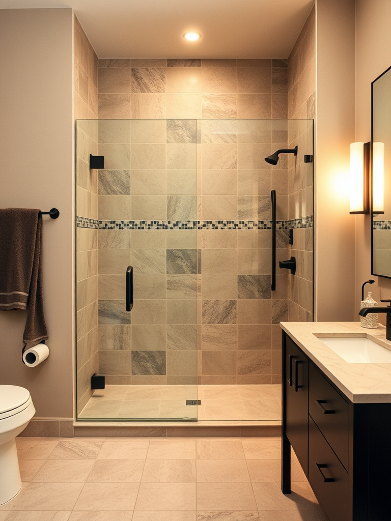 Renovated bathroom with tile